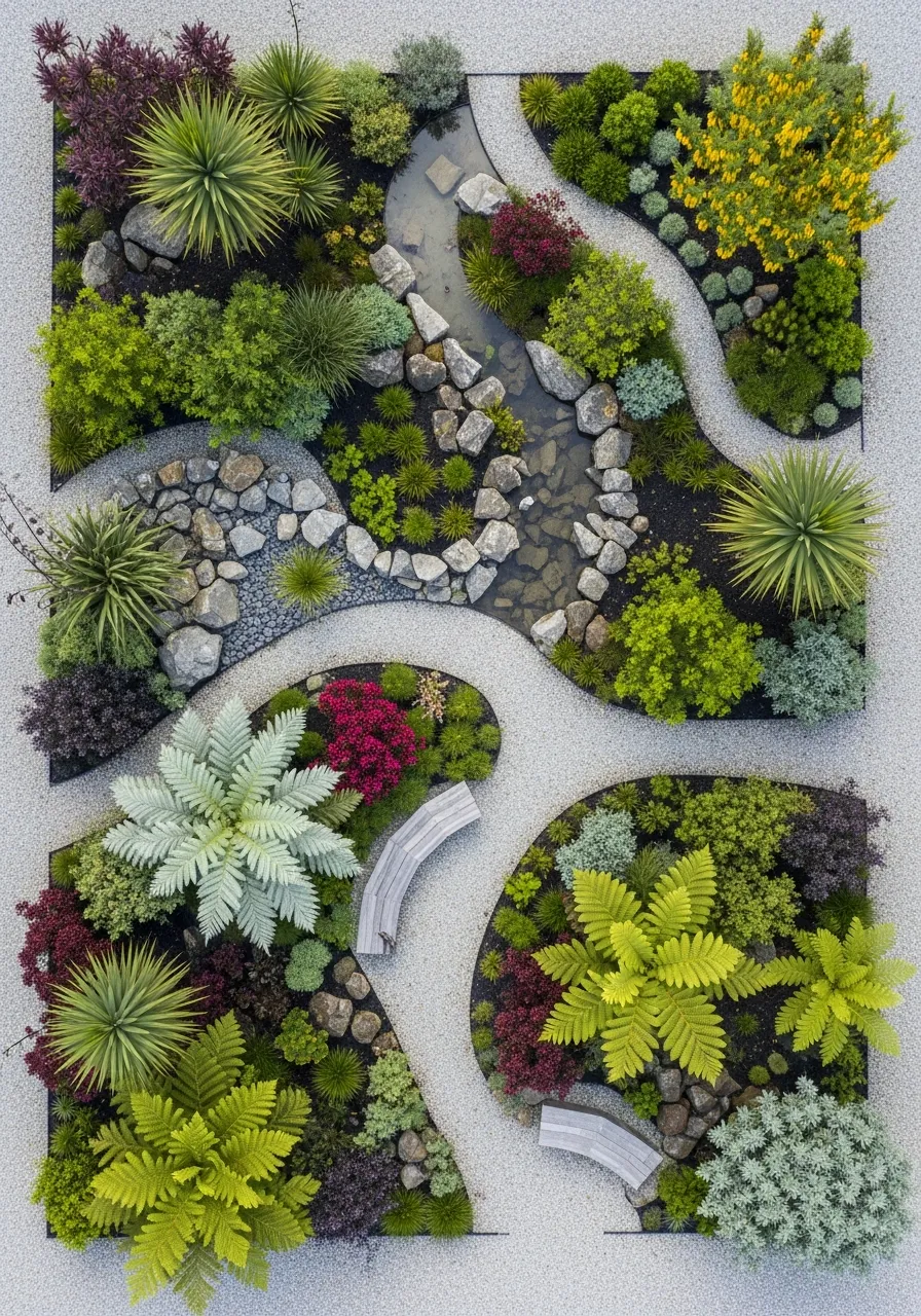 Professional garden design layout with native New Zealand plants